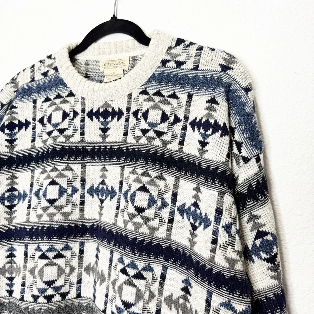 Vintage St. John’s Bay Fisherman Sweater Geometric Crew Neck